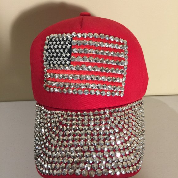 United States of America Flag Bling Fancy Baseball Cap Hat Rhinestones R… - Picture 7 of 10